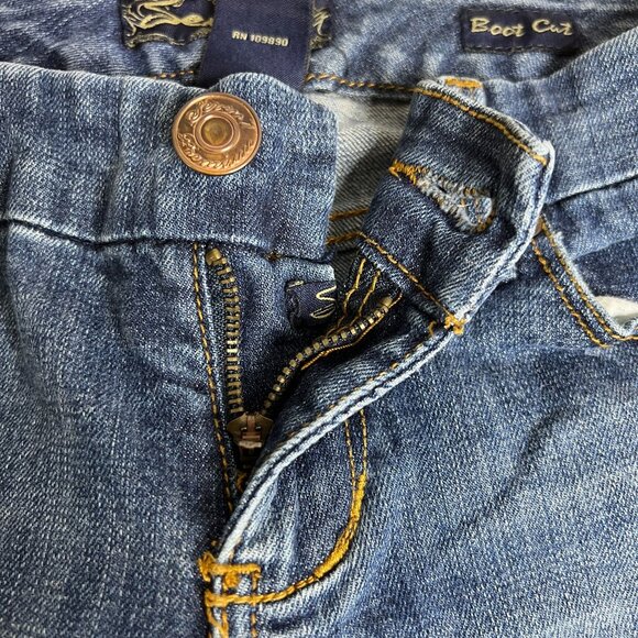 Seven 7 For All Mankind Low Rise Bootcut Flare Hem Jeans Womens 27 Mid Wash - Picture 7 of 11